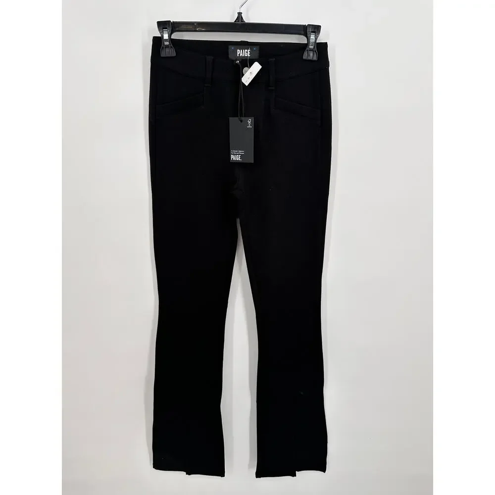 PAIGE NWT Winona Split Front Flare Pant in Black // 00